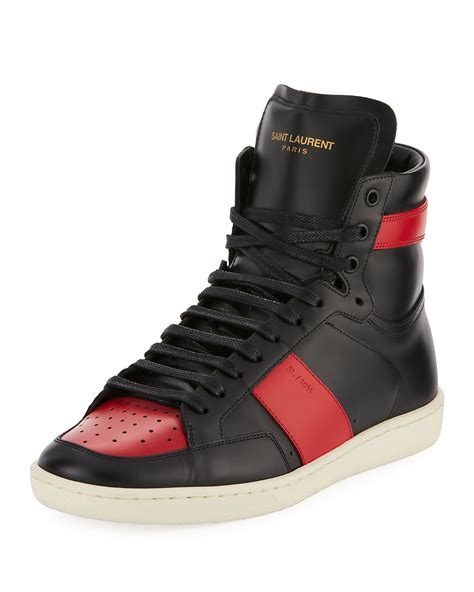 red ysl patent leather high top sneakers|ysl men's sneakers.